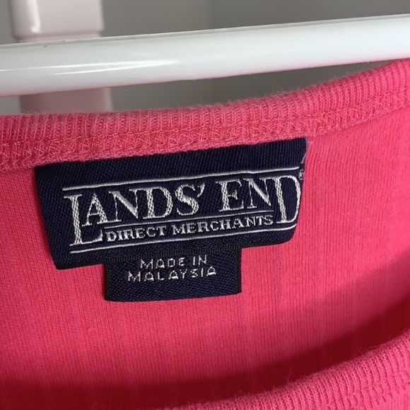 Lands’ End Pink Ribbed Cotton Tank Top - Picture 2 of 6